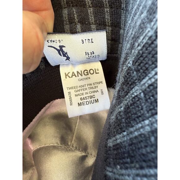 Kangol Gaffer Trilby Hat Tweed Knit Pinstripe Black Gray 6457BC Size Medium NEW - Picture 5 of 5